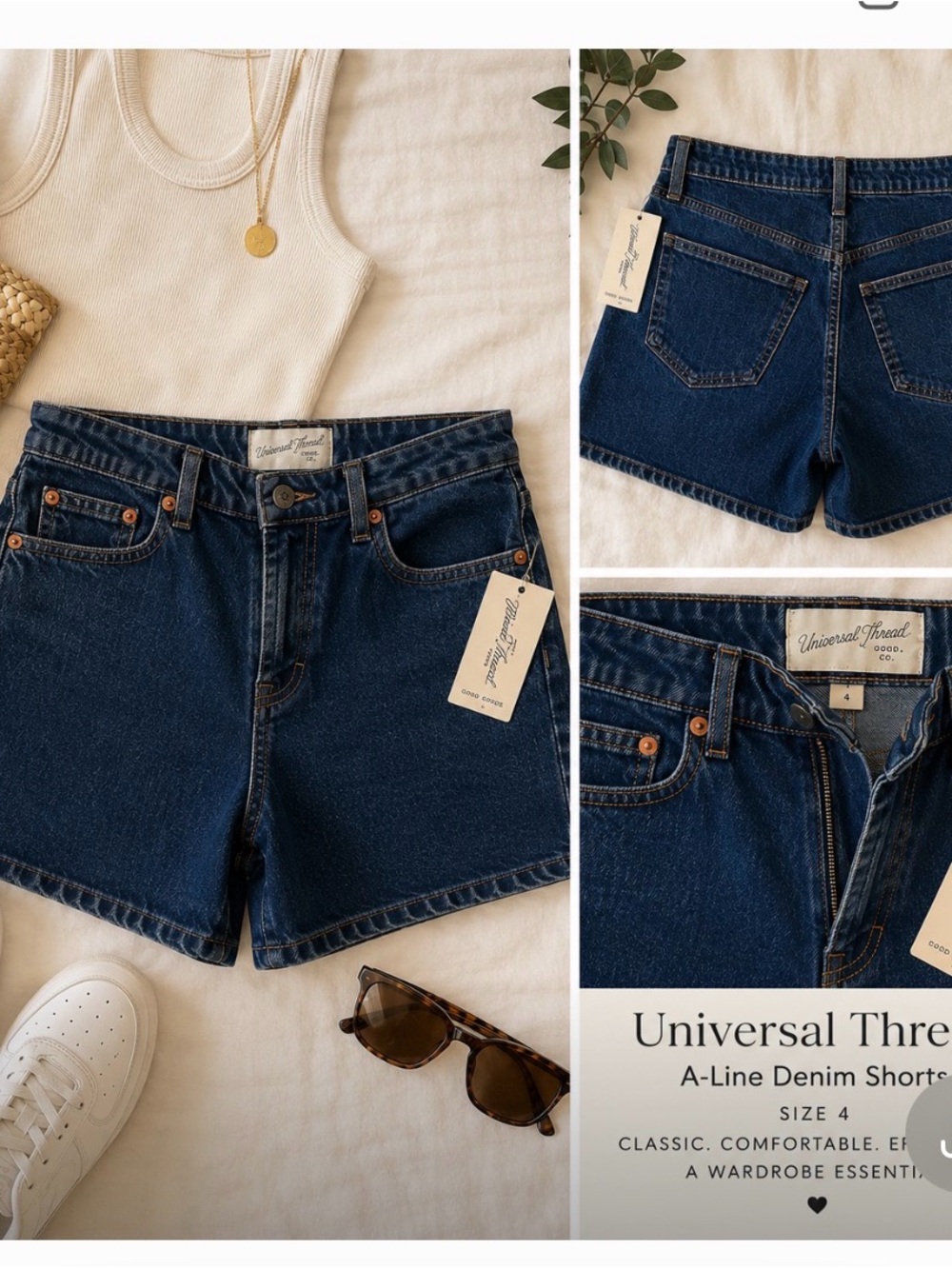 Universal Thread Dark Blue Denim A-Line Jean Shorts